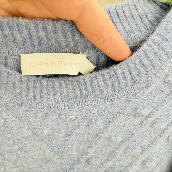 NEW Jonathan Simkhai Stella Alpaca Bouclé Crewneck Pullover Periwinkle Blue Cozy - Picture 4 of 8